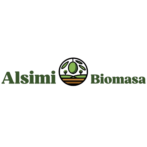 Logotipo de Alsimi Biomasa mostrando un diseño ecológico con hojas verdes.